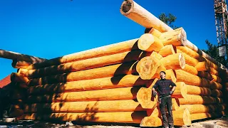 Craftsmen Build Massive Log Cabin | EP2