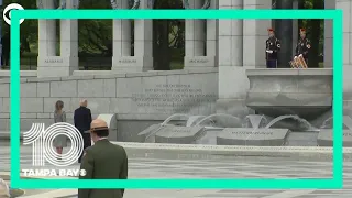 President Trump and First Lady Melania visit the World War II Memorial