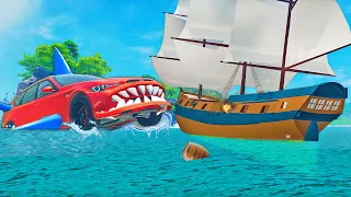 THE BIGGEST WATER MOSTER IN THE WORLD vs PIXAR CARS 2 in BeamNG.drive