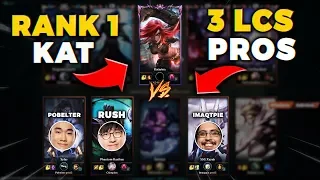 RANK 1 KATARINA VS. 3 PRO PLAYERS IN SOLO QUEUE! (15+ KILLS) *INSANE CARRY* - League of Legends