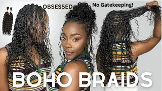 OBSESSED!! | Only Human Hair Boho Braids Tutorial | Lightweight Knotless Braids | YWIGS