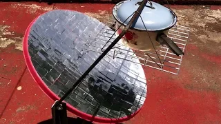 Cocina solar con antena y latas de aluminio   Avance