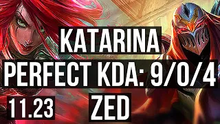 KATA vs ZED (MID) | 9/0/4, Legendary, 300+ games, Rank 12 Kata | EUW Master | 11.23