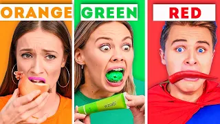 EATING ONLY ONE COLOR OF FOOD FOR 24 HOURS! || Funny Food Challenges