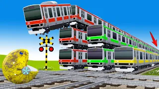 【踏切アニメ】あぶない電車 TRAIN Vs MS PACMAN 🚦 踏切 Fumikiri 3D Railroad Crossing Animation