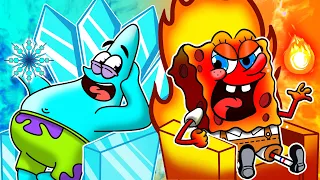 Hot and Cold Room Challenge - Spongebob Hot vs Patrick Cold | Spongebob Animation Cartoon