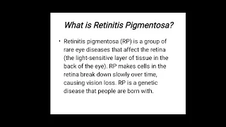 Retinitis  pigmentosa discussion session 1