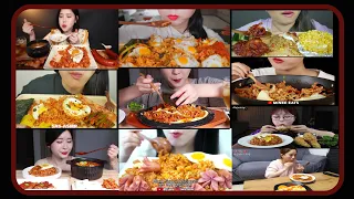 Kimchi fried rice eating compilation|| Mukbangers eating kimchi fried rice|| 3x speed edited video