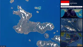 Earth Space View:  Mount Sirung and the  Indonesian Alor Archipelago