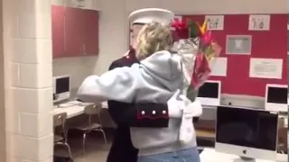 US Marine LCPL Patrick surprises his Mom at school.