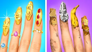 BEAUTY Problems With LONG NAILS and HAIR - RICH vs BROKE Crazy Girly Struggles by La La Life