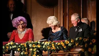 The 2013 Royal Variety Performance with Dame Edna, The Prince of Wales, and The Duchess of Cornwall.