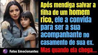 HOMEM RICO CONVIDA MENDIGA PARA SER SUA ACOMPANHANTE NO CASAMENTO DE SUA EX. MAS QUANDO ELA CHEGA...