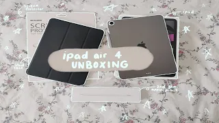 Ipad air 4 unboxing (space grey) + apple pencil + accessories (screen protector etc.)