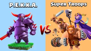 PEKKA VS SUPER TROOPS - Clash of Clans Gameplay