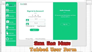 Sidebar Menu & Tabbed User Login/Registration Forms in Excel || Data Entry App with Multiple Section