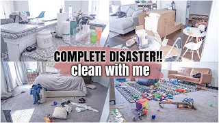 COMPLETE DISASTER CLEAN WITH ME | REAL LIFE MESS | MESSY HOUSE TRANSFORMATION | CLEAN WITH ME 2021