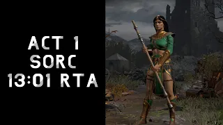 [D2R] New WR! Act 1 Speedrun Sorceress 13:01 RTA