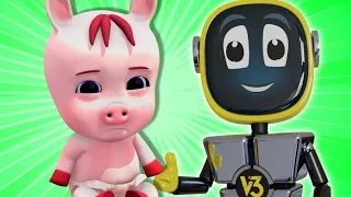 Piggy On The Railway + More Nursery Rhymes & Kids Songs | Funny Cartoon for Kids - RoboGenie