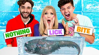 FROZEN Bite, Lick, Nothing Challenge with Preston! *disgusting*