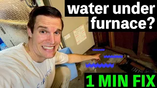 Water under furnace when AC runs? How to unclog AC drain pipe in 1 minute
