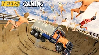 ULTRA MEGA RAMP -  DUMP TRUCK DISASTER - TRON BIKE MOD - GTA 5 Video Gameplay