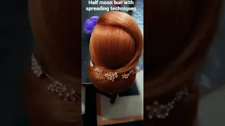 halfmoon bun with spreading technique|Glitter&Gloss by Ruhi|#hairstyle #partyhairstyle #showsupport