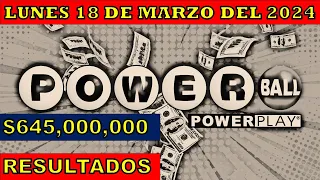 RESULTADO POWERBALL DEL LUNES 18 DE MARZO DEL 2024 /LOTERÍA DE ESTADOS UNIDOS/