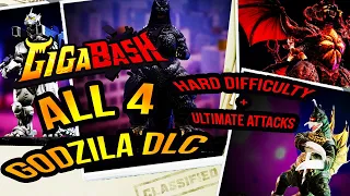 Gigabash Godzilla DLC - All 4 Kaiju Hard Difficulty Ultimate Attacks Gameplay