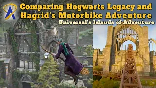 Comparing Hogwarts Legacy Video Game to Universal Orlando's Hagrid's Motorbike Roller Coaster