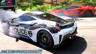 Ferrari 488 Pista vs Lamborghini Aventador SVJ | Police chase | Forza Horizon 5 | Gameplay 4k video