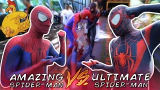 Amazing Spider-Man VS Ultimate Miles Morales | Family Guy Chicken Fight PARODY @ San Japan 2015