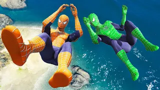 GTA 5 Rainbow Spiderman Falling Into Pool Spider Man (Jumps & Ragdolls) #89