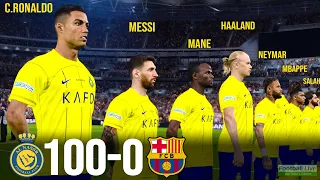 What if Ronaldo Messi Mane Haaland Neymar Mbappe Salah play together Al Nassr 100-0 Barcelona | PES