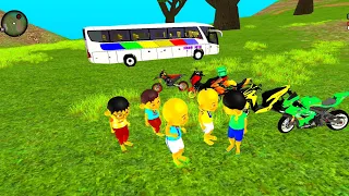 Upin dan ipin Konvoi Motor sesuai Warna baju diatas Bukit , Pulang naik Bus telolet 😍 Dunia Oyya