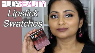 Huda Beauty Haze Liquid Lipstick Minis | Huda Beauty Mini Lipstick Set Swatches | Indian Skin Tone