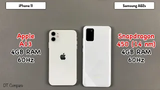 iPhone 11 vs Samsung A02s Speed Test, Camera Test, Display Test