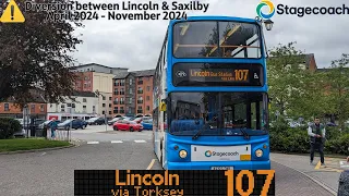Route 107 Diversion: Gainsborough - Lincoln Central (no commentary)