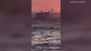 Video: Boats take on huge waves near San Diego beach