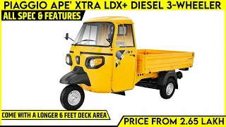 Piaggio Ape' Xtra LDX+ Diesel 3-Wheeler Launched With Extended 6 Feet Deck, Spec, Features And More