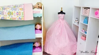 💙BARBIE PRINCESS DOLL HOUSE💙BEDROOM BUNK BED💙ELSA ANNA FROZEN RAPUNZEL💙MORNING ROUTINE DRESSES