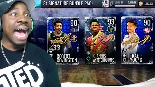 INSANE SIGNATURE PACK OPENING w/93 OVR GREEK FREAK! NBA Live Mobile 19 Season 3 Ep. 30