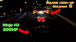 Ninja H2  vs 1500HP+ Mclaren!
