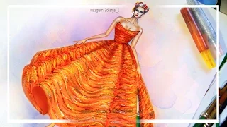 Fashion illustration painting guide for beginners: Gold/metallic glitters