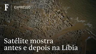 Imagens de satélite mostram Derna após inundações