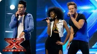 Dynamix sing Let's Get It Started by Black Eyed Peas-- Arena Auditions Week 4 -- The X Factor 2013