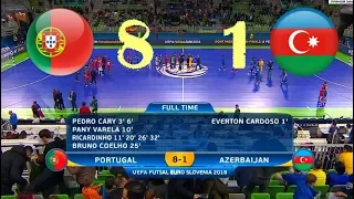 Portugal - Azerbaijan. Futsal. 1/4 Финала EURO. Highlights in HD