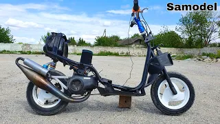 Yamaha Jog Aprio 3KJ 70cc racing - карбюратор и зажигание от бензопилы STIHL скорость 100км/час