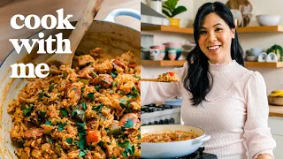 Cooking a One Pot Jambalaya with Leftovers | COOK WITH ME