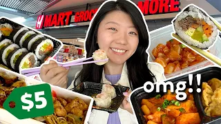 EATING LUNCH AT H-MART! Trying Korean Grocery Store FOODS 🍱